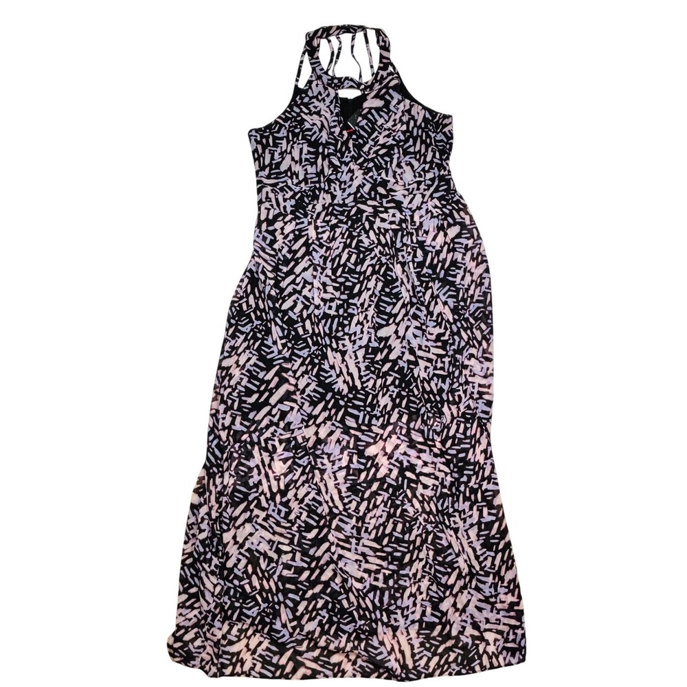 City Chic Womens Maxi Dress‎ Size S 16 Black Pink Purple Caged Halter Neck NWT